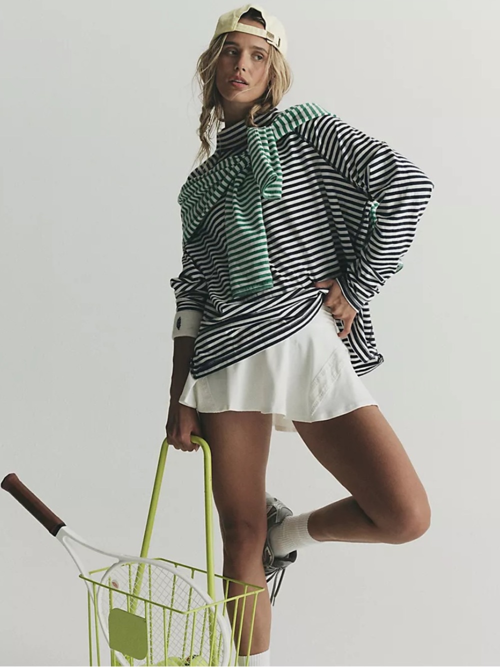 ☀️NEW Free People Movement Restoration Yarn Dye Navy & White Stripe Layer. Small - Picture 16 of 16